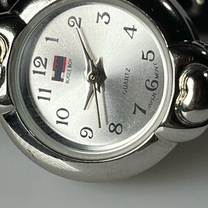 Bugle Boy Silver Tone Quartz Watch with heart shape band - untested
